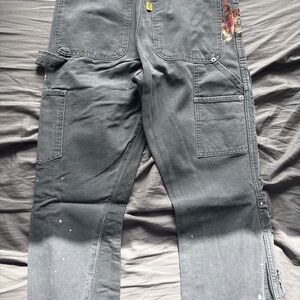 Gallery Dept Gray Cargo Pants with Paint Splatter